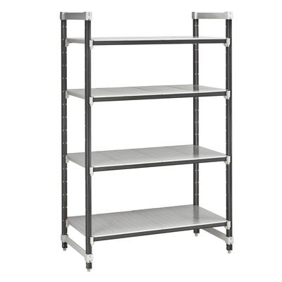 Cambro EXU212484S4480 24" NSF 4-Tier Polymer Shelf Kit - Camshelving Elements XTRA, 21"W, 84"H, Gray