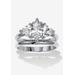 Women's 2 Tcw Marquise Cubic Zirconia Platinum-Plated Bridal Ring Set by PalmBeach Jewelry in Platinum (Size 8)