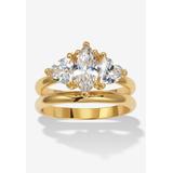 Women's 2 Tcw Marquise Cubic Zirconia 14K Yellow Gold-Plated Bridal Ring Set by PalmBeach Jewelry in Gold (Size 6)