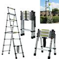 Telescopic Ladder 4+5 Step A-Frame DIY Multi-Purpose Ladder Portable Extendable Aluminum Ladders Folding Extension Ladder (1.4M+1.7M) Loft Ladders Foldable Ladder Collapsible Ladder, 330lb Capacity