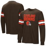 Men's Brown Cleveland Browns Hands Off Long Sleeve Adaptive T-Shirt