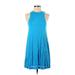 Polo by Ralph Lauren Casual Dress - Mini High Neck Sleeveless: Blue Print Dresses - Women's Size X-Small