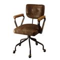 17 Stories Hildegret Wooden Armrest Swivel Chair Wood/Upholstered in Brown | 32.5 H x 24.5 W x 25.5 D in | Wayfair 9542D7355A1847D7B46578D8410A2E03