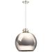 Newton Sphere 18"W Polished Nickel Corded Pendant w/ Polished Nickel S