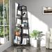 Ebern Designs 69.95" H X 17.19" W Wood Corner Bookcase Corner Shelf Tall Bookshelf Wood in Black | 69.95 H x 17.19 W x 16.59 D in | Wayfair