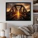 Latitude Run® Yellow Bridge At Dawn II - Architecture Canvas Art Print Metal in Black/Orange | 30 H x 40 W x 1.5 D in | Wayfair