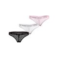 Slip TOMMY HILFIGER UNDERWEAR "3 PACK THONG LACE (EXT SIZES)" Gr. M (38), bunt (black, white, light_pink) Damen Unterhosen Klassische Slips