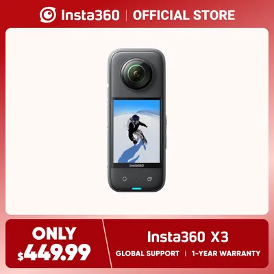 Insta360 X3 - Caméra d'Action 360 Degrés Étanche avec Capteur 1/2" Photos 360 5 7K 72MP