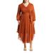 Long Sleeve Handkerchief Hem Maxi Dress - Orange - Vince Camuto Dresses