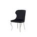 37 Inch Velvet Wingback Dining Chair with Metal Legs, Black - 23.23" x 21.65" x 36.22"