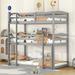 Triple Bunk Bed with Ladder, Twin over Twin over Twin Bunk Bed Convertible Triple Beds for Kids/Teens/Adults