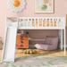 Full Loft Beds with Slide, Low Loft Bed Frame with Ladders Modern Fun Junior Loft Bed for Kids Boys Girls