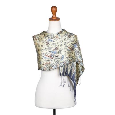 Royal Peacock,'Silk batik scarf'
