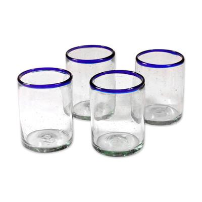 'Blues' (set of 4) - Handblown Recycled Glass Drinkware