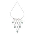 Maya Empress,'Central American Sterling Silver Waterfall Jade Necklace'