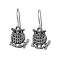 Chiang Mai Owl,'Sterling Silver Perched Owl Dangle Earrings from Thailand'
