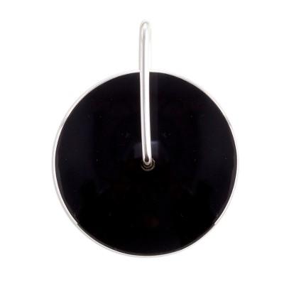 Midnight Marvel,'Obsidian Circle and Sterling Silver Pendant from Peru'