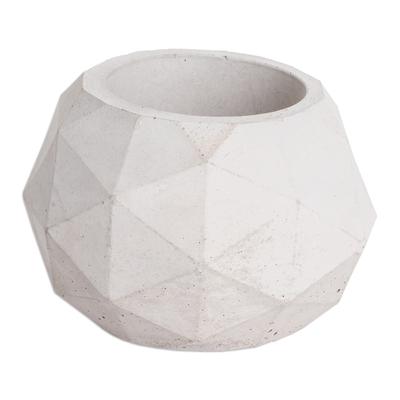 Geometric Spaces,'Handcrafted Geometric Cement Flower Pot from El Salvador'