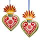 Flaming Hearts,'Flaming Heart Ceramic Ornaments from Mexico (Pair)'