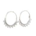 Round Dream,'Sterling Silver Hoop Earrings with Dot Accents from India'