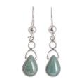 'Sterling Silver Dangle Earrings with Drop-Shaped Jade Stones'