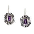 Palace of the Sage,'Classic Sterling Silver Drop Earrings with Amethyst Jewels'