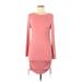 BB Dakota by Steve Madden Casual Dress - Bodycon Scoop Neck Long sleeves: Pink Print Dresses - Women's Size Medium