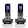Motorola Voice T602 Cordless Phone System w/ 2 Digital Handsets + Answering Machine, Call Block - Dark Grey