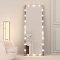 ANYHI Full Length Mirror with Lights, 159 x 59cm LED Mirror Full Length with Dimmable Lights, Full Body Standing Floor Mirror, Lighted Full Length Mirror, Wall-Mount/Lean Against Wall (Silver)