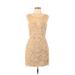 BCBGMAXAZRIA Cocktail Dress - Sheath Scoop Neck Sleeveless: Tan Dresses - Women's Size 10