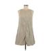 Carly Jean Casual Dress - Mini Crew Neck Sleeveless: Tan Solid Dresses - Women's Size Small