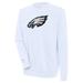 Men's Antigua White Philadelphia Eagles Victory Crewneck Pullover Sweatshirt