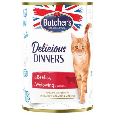 48x 400g Butcher's Delicious Dinners Katze mit Rind Nassfutter