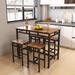 5-Piece Counter Height Wooden Dining Set with Rectangular Dining Table and High Stools for Living Room, Rustic Brown