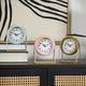 Multi Colored Metal Pastel Tabletop Clock with Gold Frames (Set of 3)