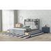 Queen Size Platform Bed with 4 Drawers, Shelves and Storage Headboard, Wood Queen Bed Frame with Slats Support