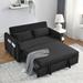 Convertible Sleeper Sofa Bed with Detachable Arm Pockets, Velvet Loveseat Sofa Pull Out Bed with Pillows & Adjustable Backrest