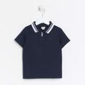 River Island Mini Boys Navy Textured Tipped Polo Shirt