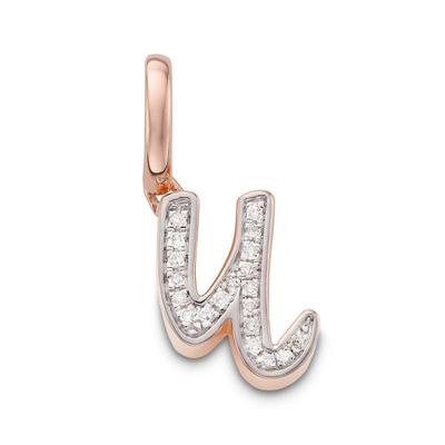 Rose Gold Alphabet U Diamond Pendant Charm Diamond