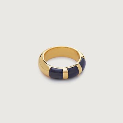 Gold Kate Young Striped Gemstone Stacking Ring Black Onyx