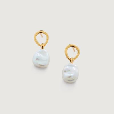 Gold Nura Keshi Pearl Drop Earrings Pearl