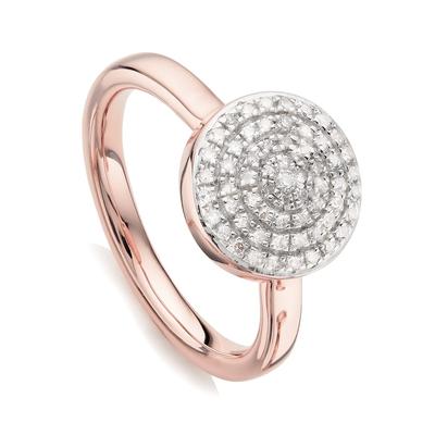 Rose Gold Fiji Large Button Stacking Ring Diamond