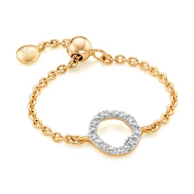 Gold Riva Mini Circle Adjustable Friendship Diamond Ring Diamond