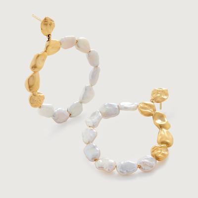 Gold Keshi Pearl Cocktail Stud Earrings Pearl