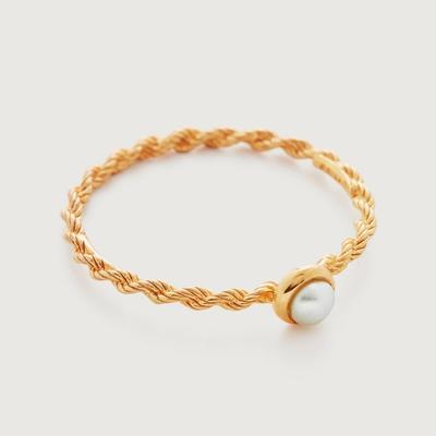 Gold Corda Skinny Pearl Ring Pearl