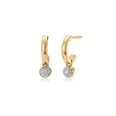 Gold Fiji Tiny Button Diamond Mini Huggie Earrings - Diamond Diamond