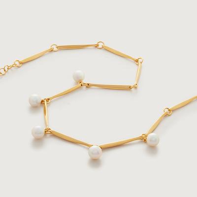 Gold Nura Round Pearl Drop Necklace Adjustable 41-46 cm/16-18' Pearl
