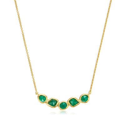 Gold Siren Mini Nugget Cluster Necklace Green Onyx