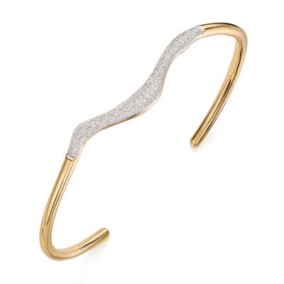 Gold Riva Diamond Wave Cuff Diamond