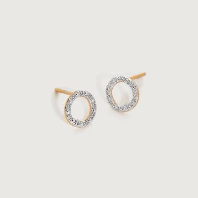 Gold Riva Diamond Circle Stud Earrings Diamond